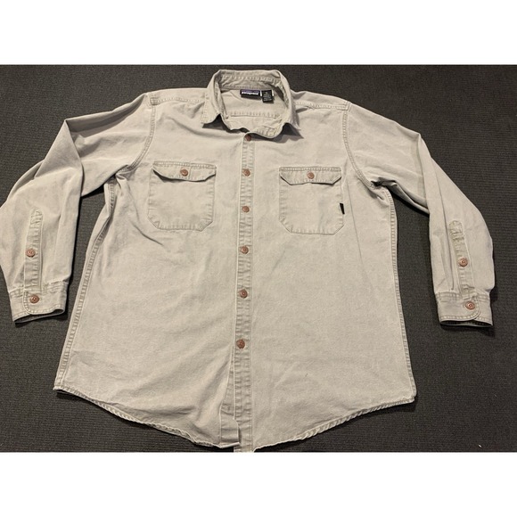 Patagonia Vintage Heavy Cotton Canvas Long Sleeve Button Up Shirt Gray Size XL - Picture 1 of 6